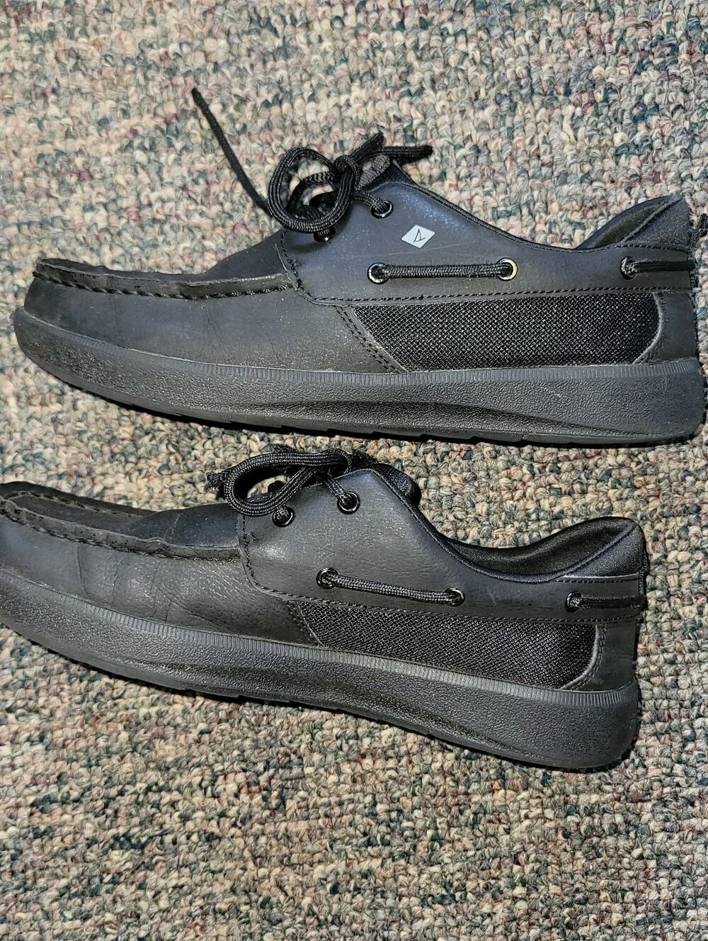 🛑Sperry Men's Black Boat Shoes with Lace-Up Detail